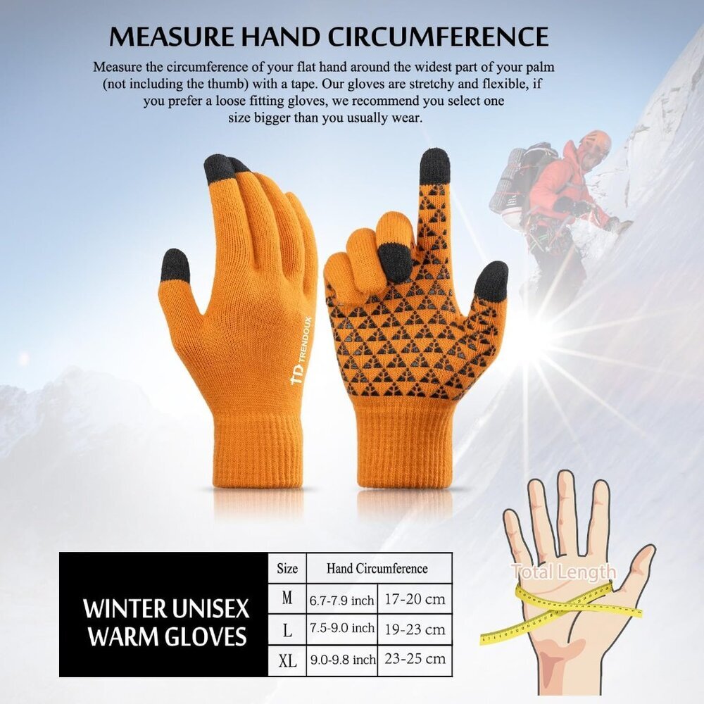 Winter Gloves for Men Women - Upgraded Touch Screen Cold Weather Thermal Warm Kn - Picture 5 of 6